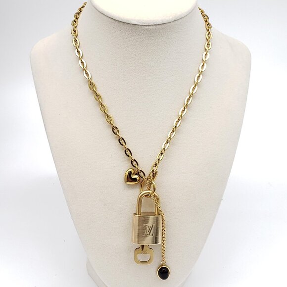 Authentic Louis Vuitton Gold Padlock with Unbranded Stainless Steel Chain - Picture 7 of 9